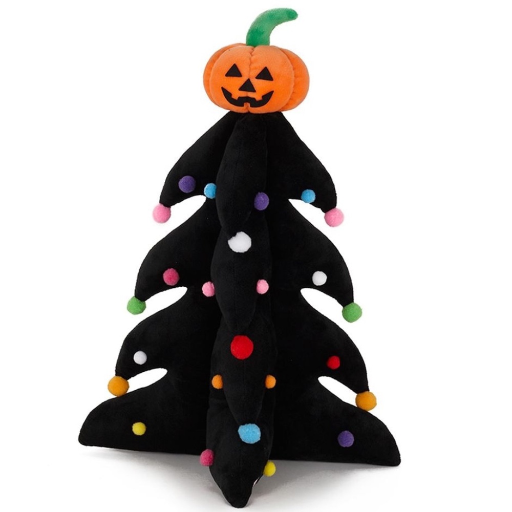 Halloween Tree Lighting Black Plush  w Pumpkin Top  New
